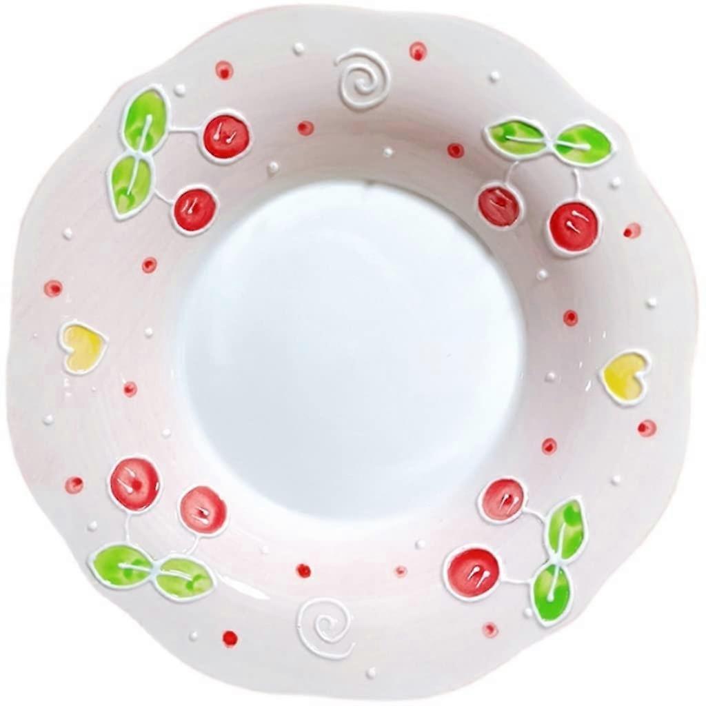 HandPainted Embossed Ceramic Dinner Plate for Salad Pasta Steak Cake Elegant Durable Tableware