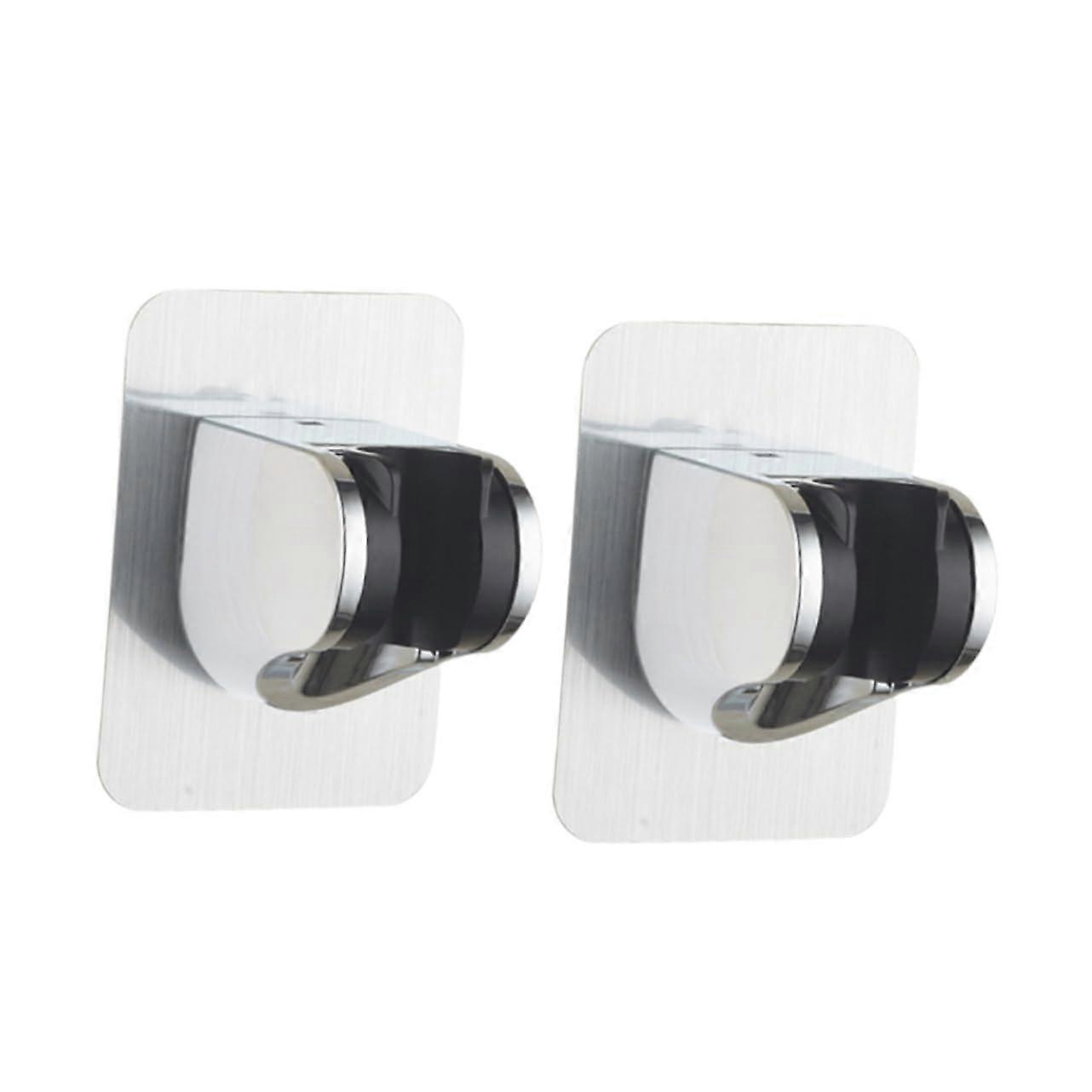 2pcs No Drilling Adjustable Shower Head Holder with Reusable Suction Wall Mount Bracket for Handheld