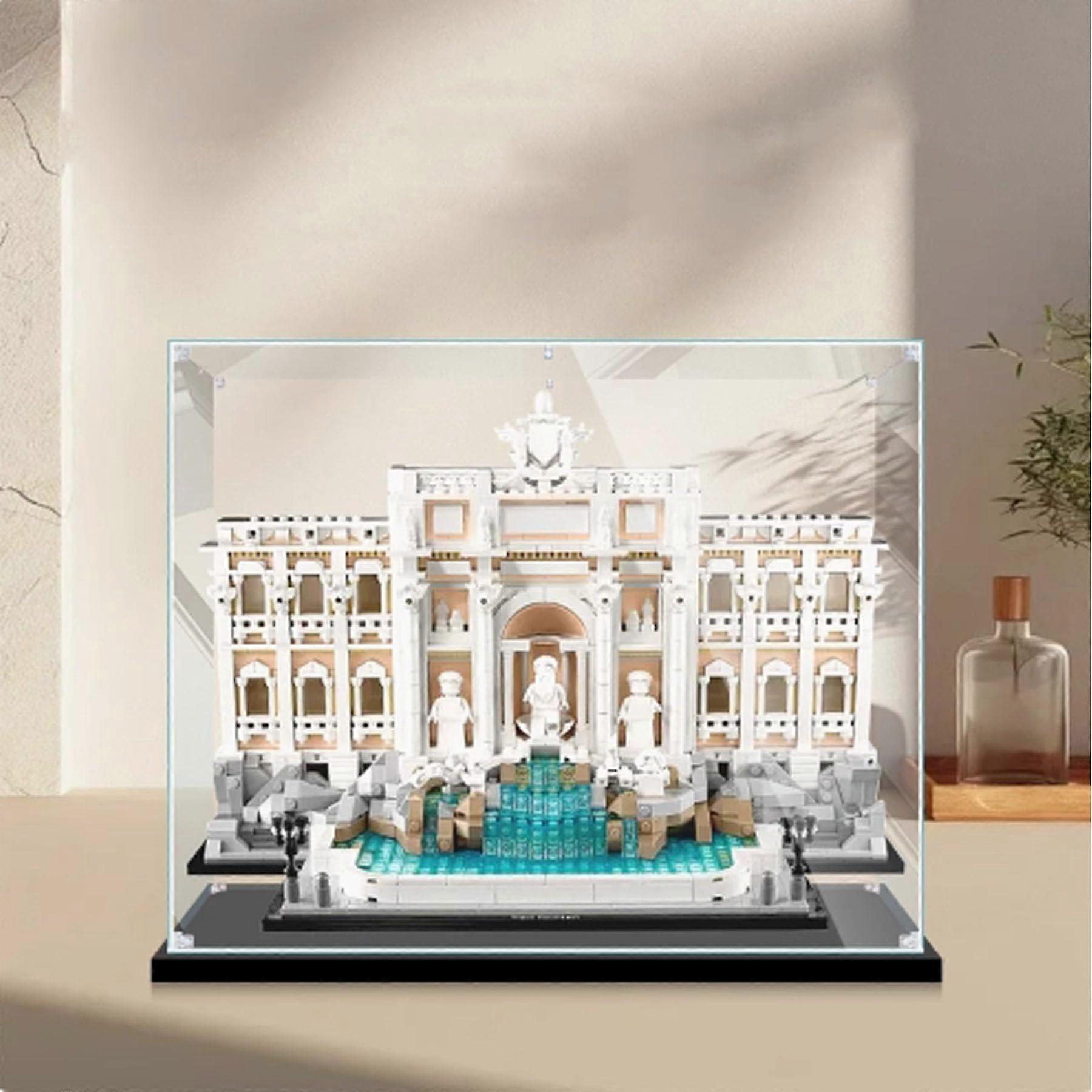 Clear Dustproof Acrylic Display Case Compatible with  21062 The Wishing Pond Model, Durable Black Base