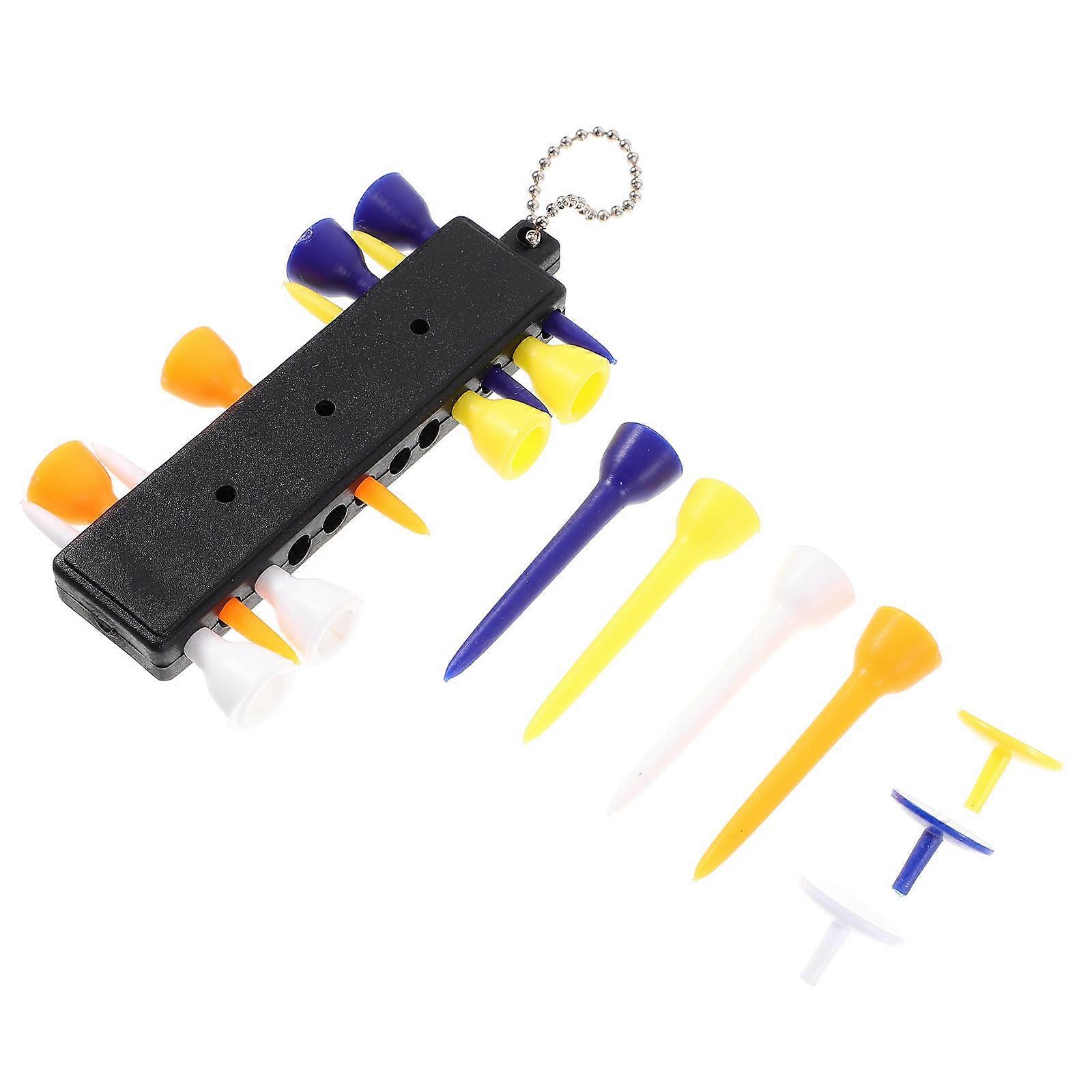 Golf Tool Tee Holder with Divot Tool and Ball Marker for 12 Tees