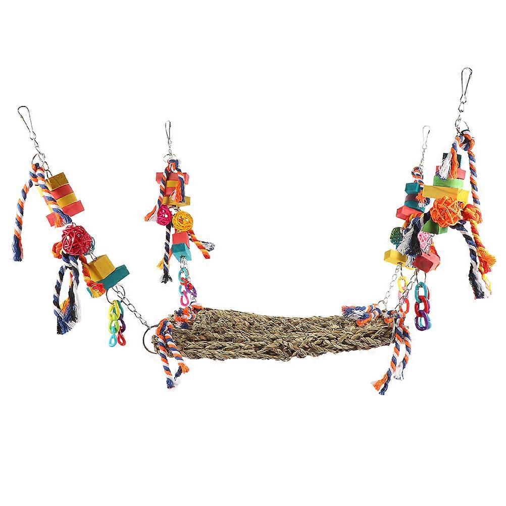 Climbing Parrot Net with Decorative Bird Hammock 5Pcs Chewing Hamster Mat