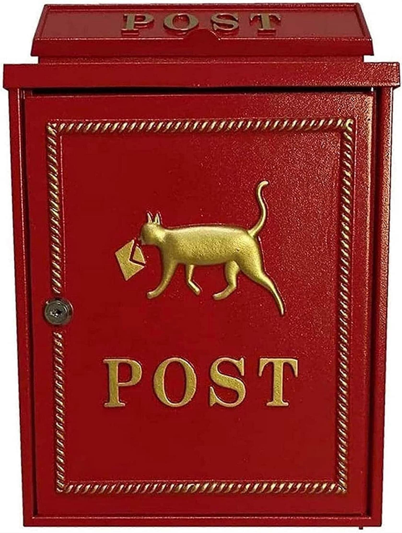 Locking Wall Mounted Mailbox, Weatherproof Rustproof Vertical Retro Mailbox for Home and Office