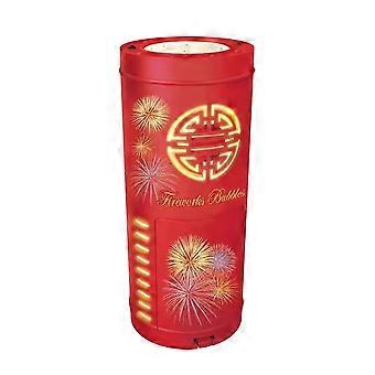 1 Pack Red Fireworks Bubble Maker with Lights Music Rechargeable Battery for Parties Outdoor Play Plastic