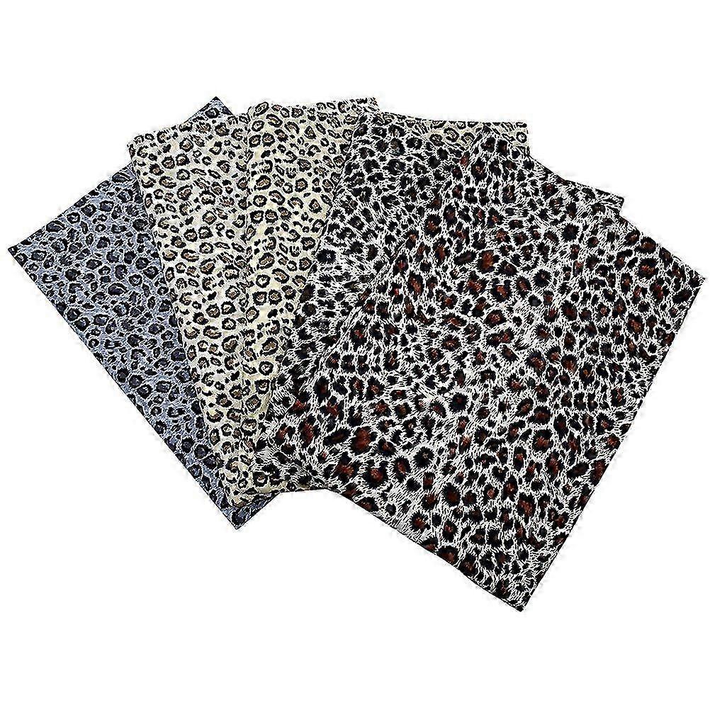 5Pcs Stylish Cotton Craft Patchwork Leopard Printed Fabric for DIY Sewing
