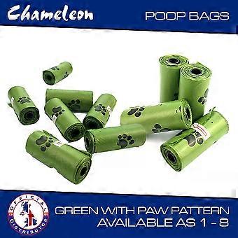 Dog Waste Poop Bag - Green Paws Design - Single & Multipacks