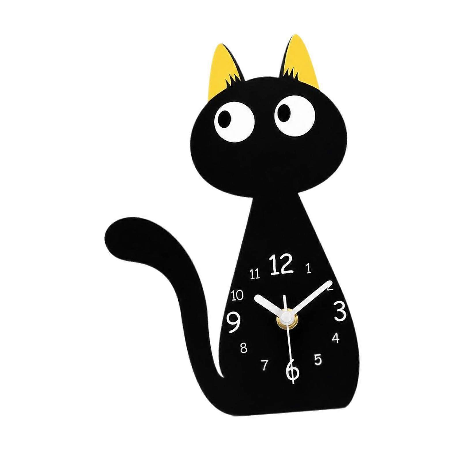 Cat Table Clock Tabletop Clocks Decoration Unique Compact Home Decor Desk Clock