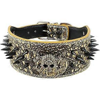 Liangnv 3 Zoll Breite Bronze Scharf Stachel Nieten Leder Hundehalsband für Training, Sport, Gehen, Reisen, Hundeausstellung, Heavy Duty, Medium Hunde, Pitbull, Labrado