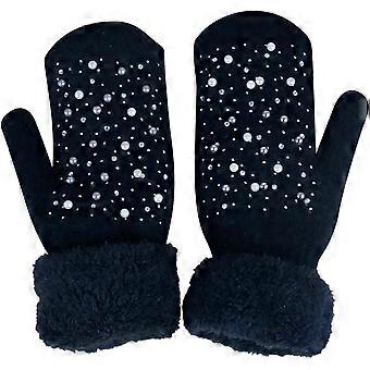 Women's Knitted Winter Mittens - Thick Warm Soft Full-Finger Gloves for Skiing, Hiking