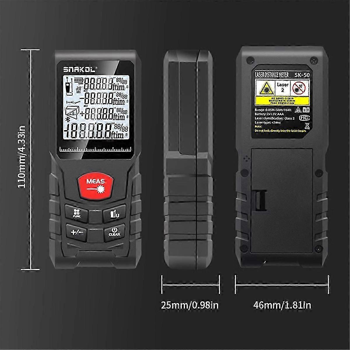 Electronic Ruler Multiple Measurement Modes 50M Handheld Laser Rangefinder Construction Ruler Test Tool