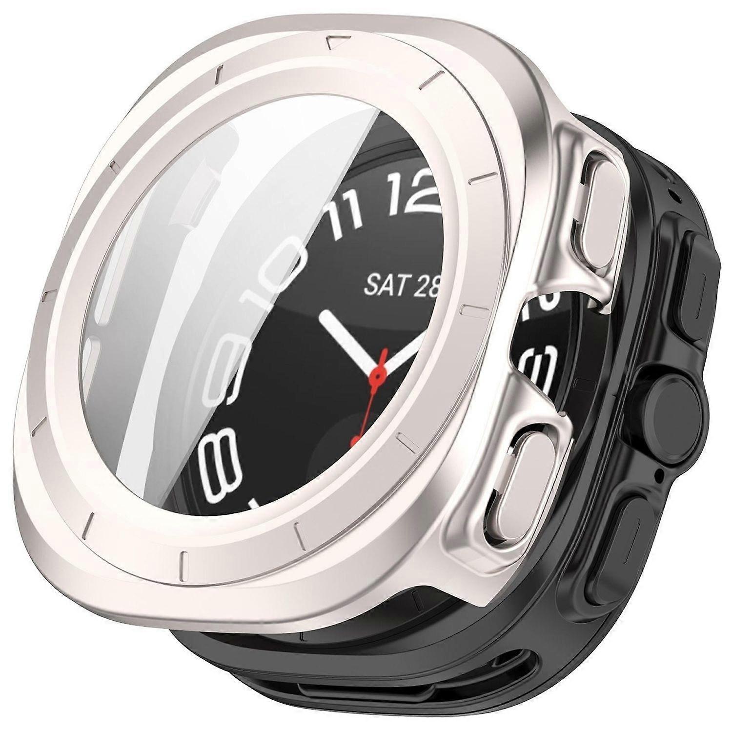 Protective Case for Samsung Galaxy Watch Ultra 47mm / Ultra 2025 + 9H Glass Starlight