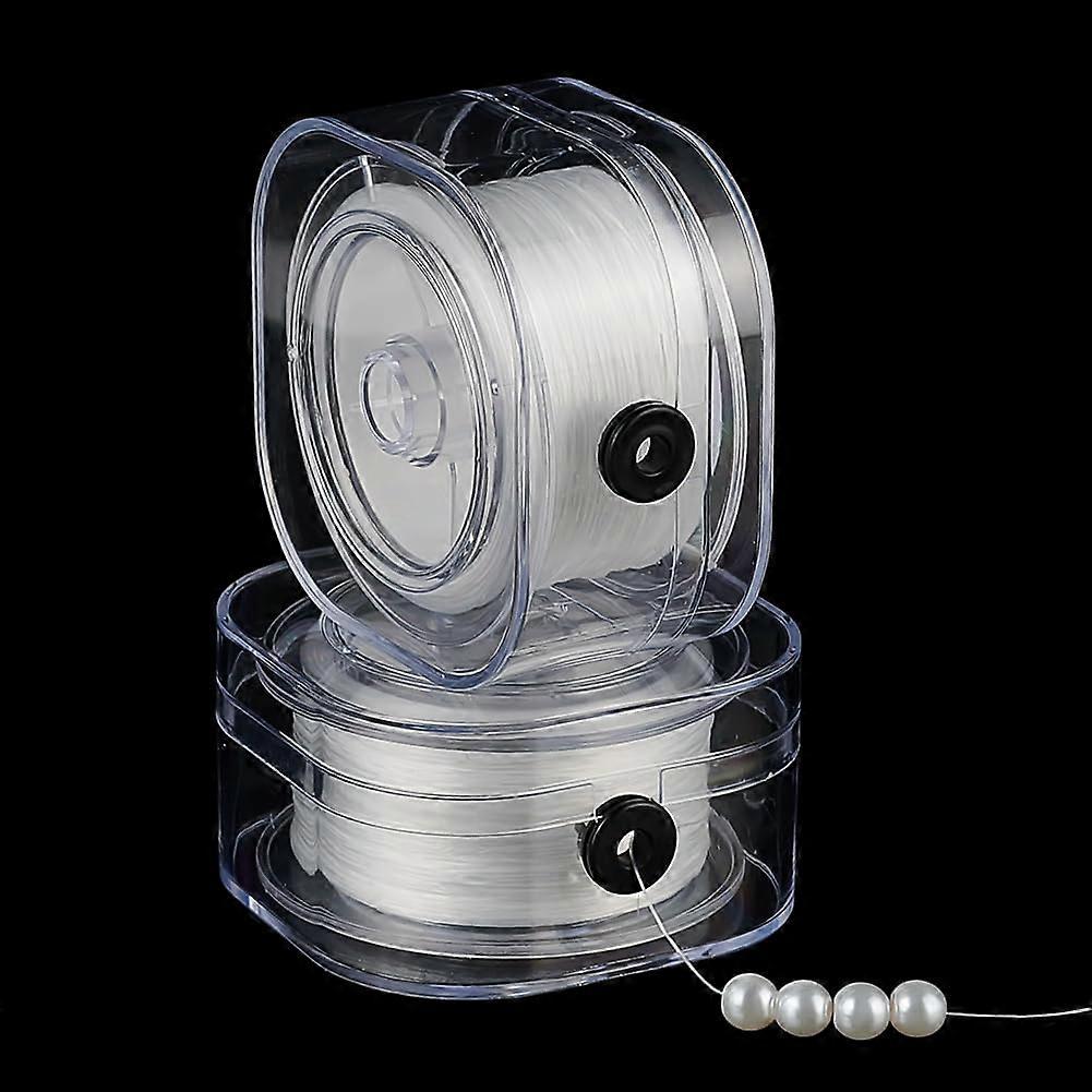 502Yards Stretchy String for Bracelets 2 Rolls 0.2mm Elastic String Flat Beading Thread Jewelry String Thin Elastic