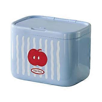 Abs Desktop Storage Box with Spring-Loaded Lid for Cotton Swabs and Cosmetics, Pink and Blue Options