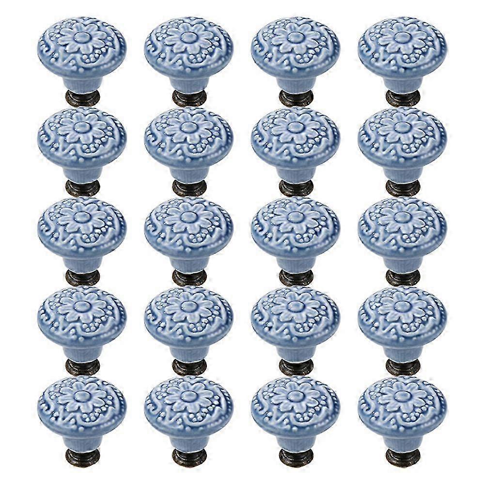 20 Pcs Drawer Pull Handles Round Cabinet Knobs Vintage Ceramic Door Knobs compatible with Closet Cupboard Wardrobe Dresser