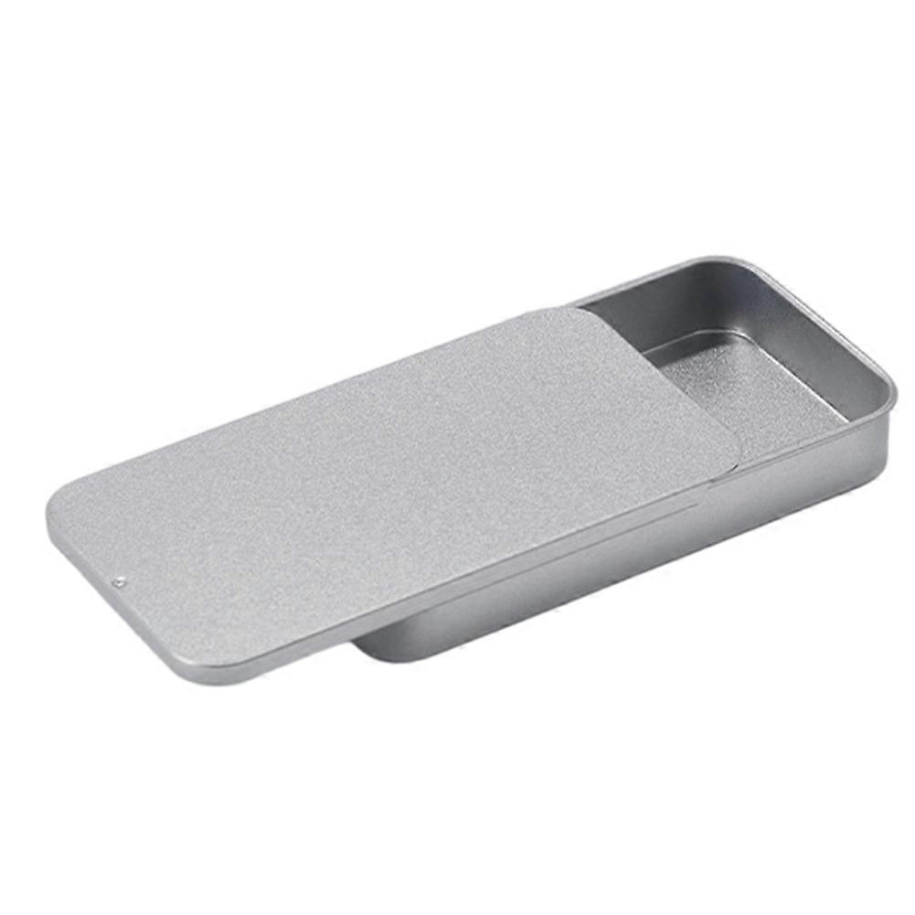 5 PCS Small Rectangular Candy Storage Tin Box for Jewelry Packaging, Metal Push-Pull Iron Case Sliver