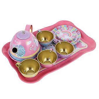 Kleurrijk blikken theeserviesje (imitatie) 1 set voor kinderen, fantasiespel