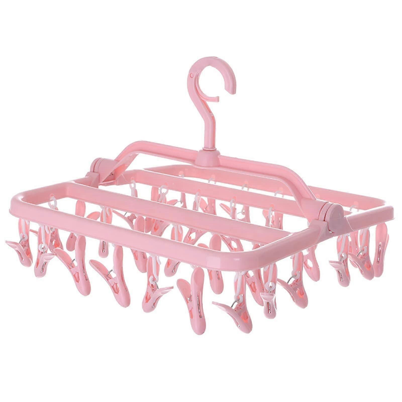 Sock Drying Rack, Clothes Drying Rack With 33 Clips, Foldable Hanging Clothes Rack