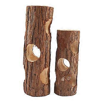 Assorted Color Wooden Tree Hole Toys for Pet 2Pcs Hamster Trunk Playset