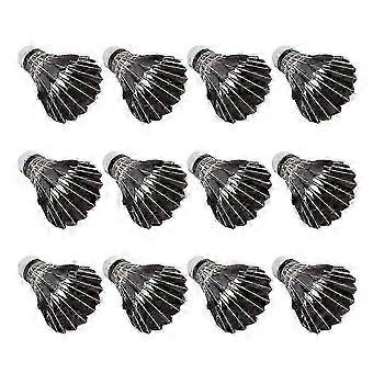 12-Pack Goose Feather Badminton Shuttlecocks Sport Training High Speed Black