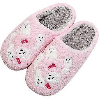 Halloween pantoffels met meerdere spookjes voor dames, schattige zwarte pantoffels met spookborduurwerk, pluizige, comfortabele, warme, antislip pantoffels voor binnen in de slaapkamer - xxy
