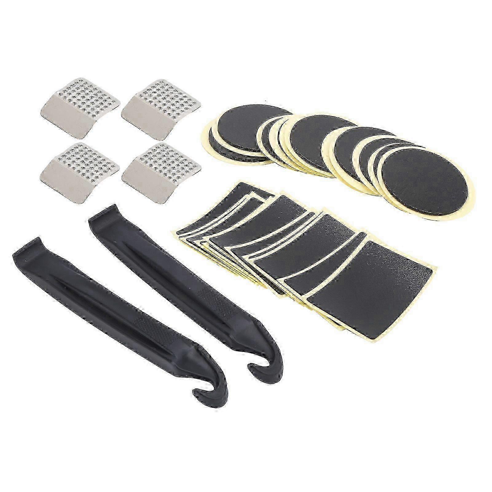 Puncture repair set for bike tires featuring quick-drying solution