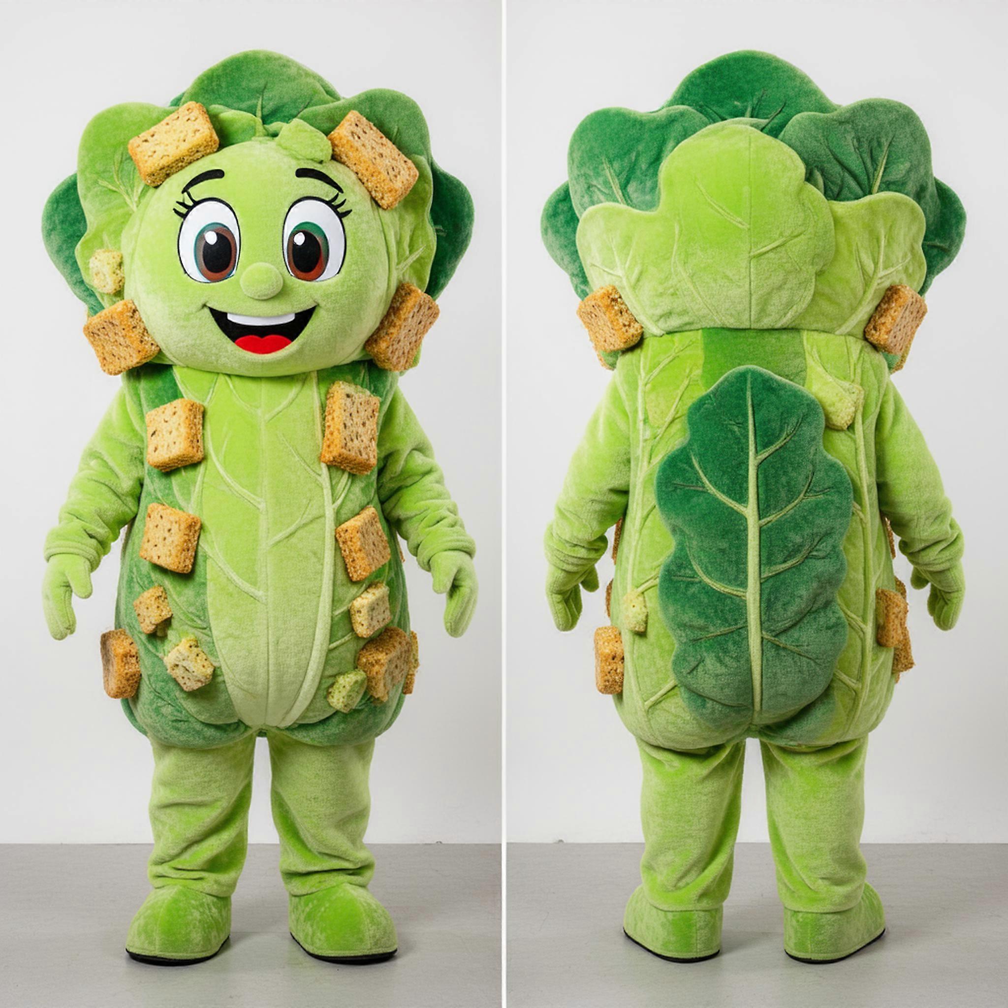 MASTICOT Lime Green Crunchy Caesar Salad Mascot