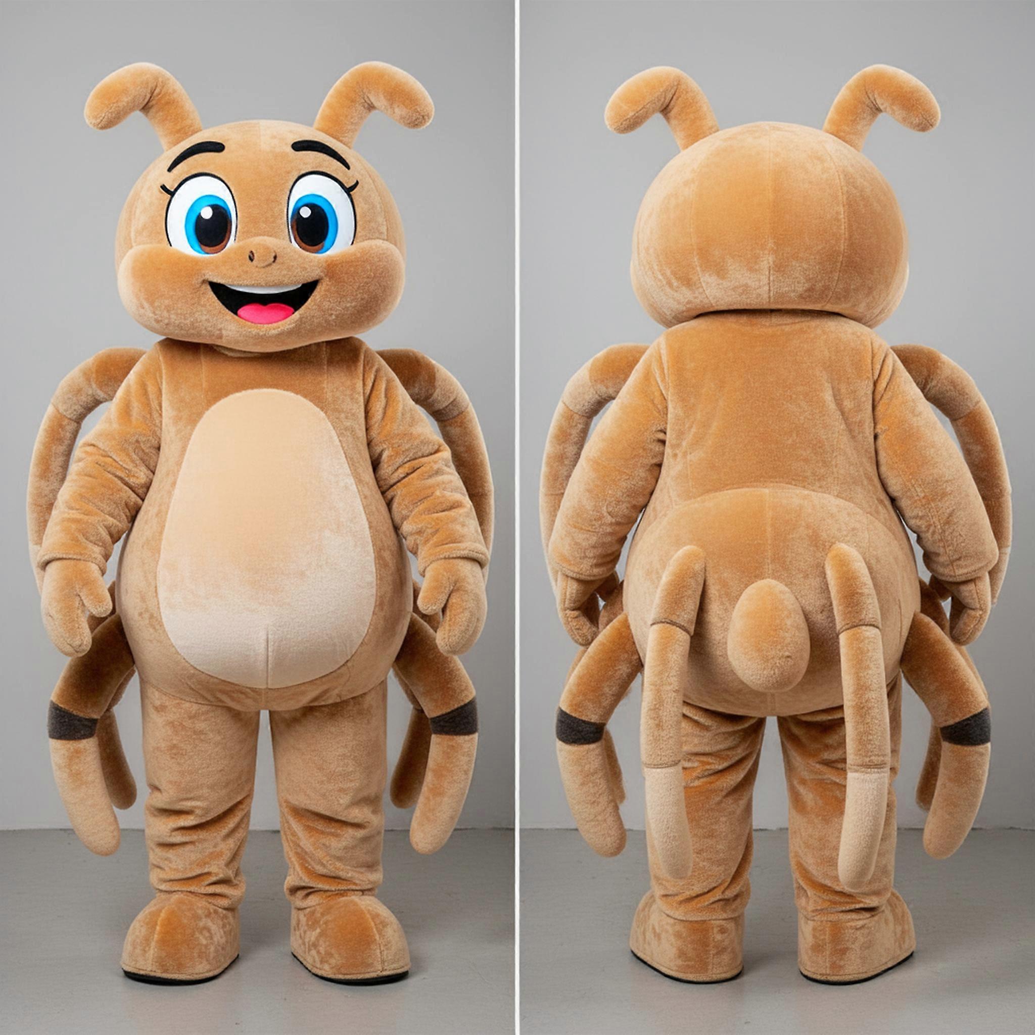 MASTICOT Tan Furry Oversized Spider Mascot