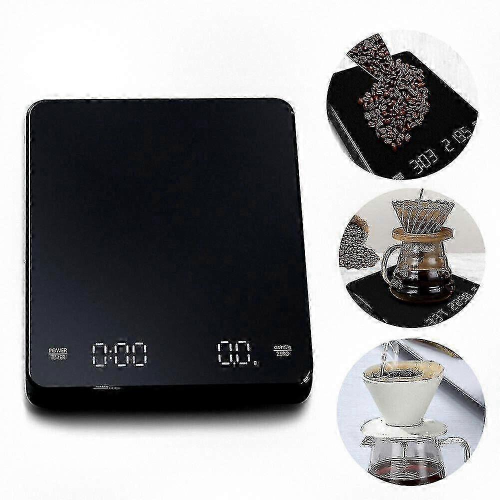 3kg 0.1g Precision Electronic Kitchen Scale with LED Display and Timer Function for Home Cooking Baking Coffee