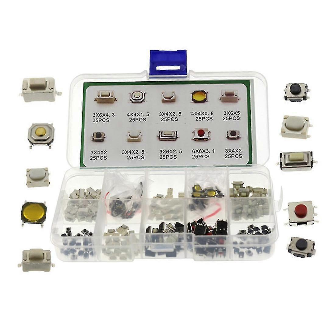 250Pcs Car Remote Control Key Switch Repair Small Switch Tactile Button Switches Component Package