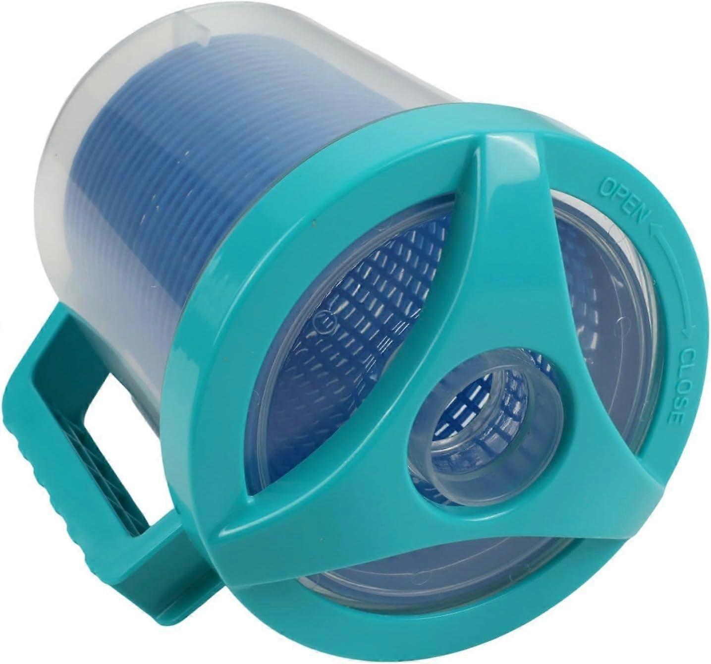 Pool leaf collector for pool vacuum, blue leaf collection bin with handle