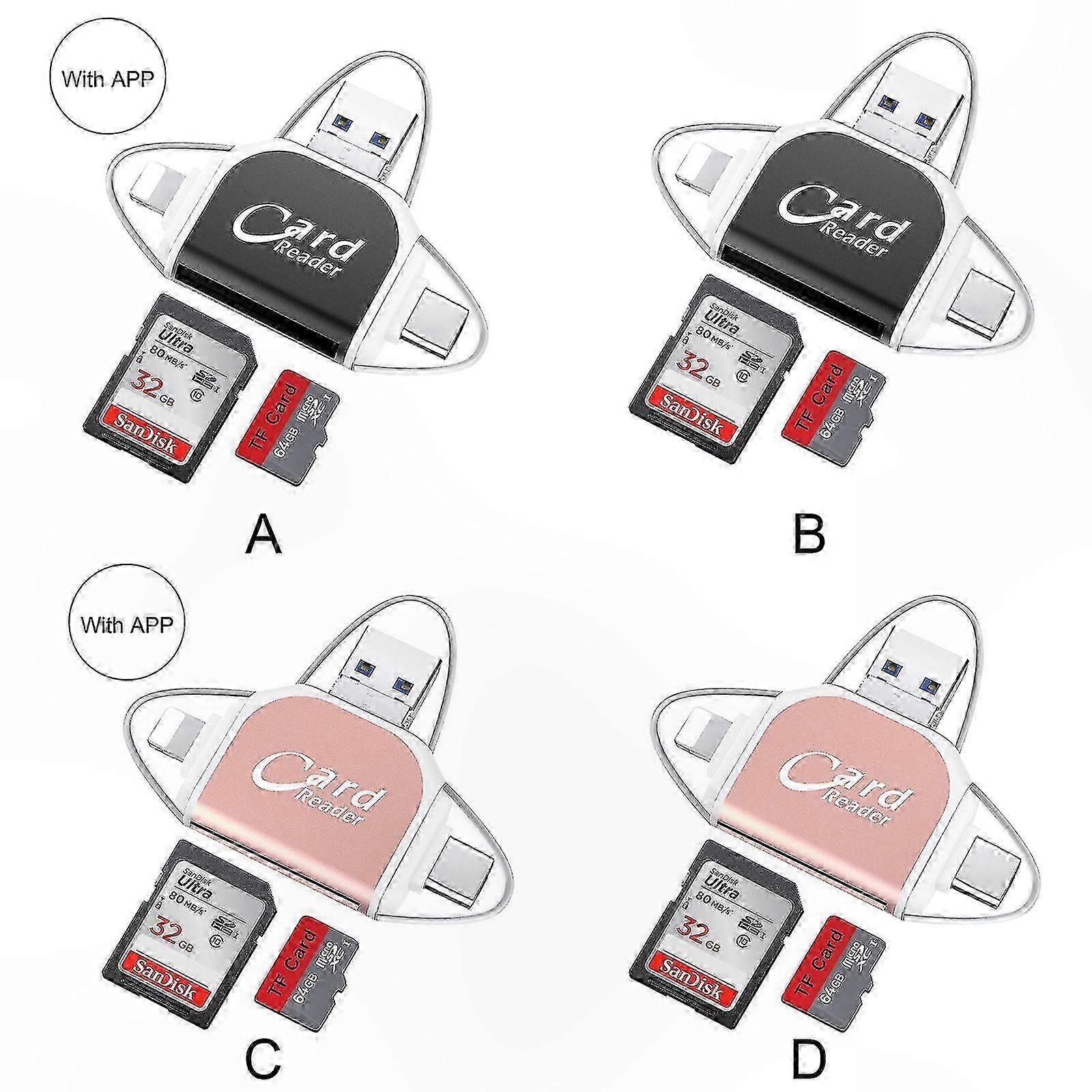 4-in-1 Multiport Card Reader Adapter for Memory Cards