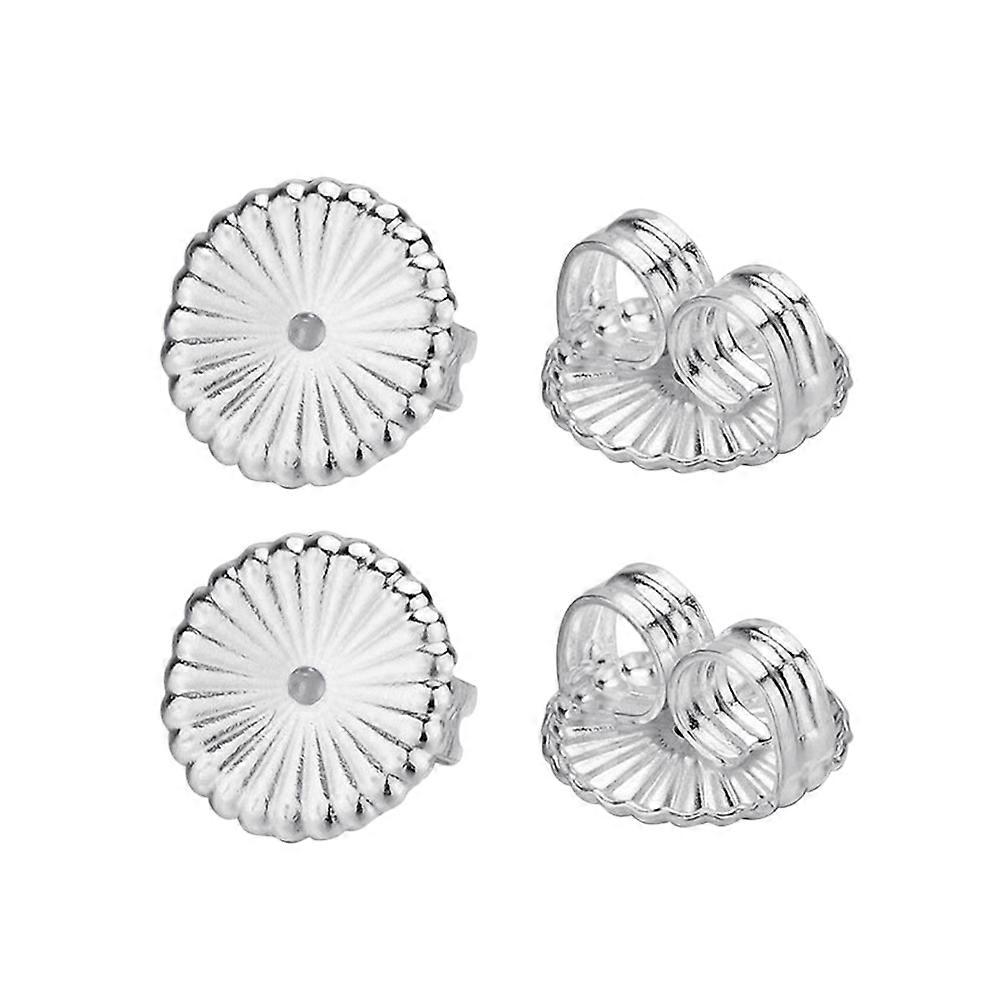 Silver Ear Studs Pads Protection Function 2Pair Earrings Backs Accessories