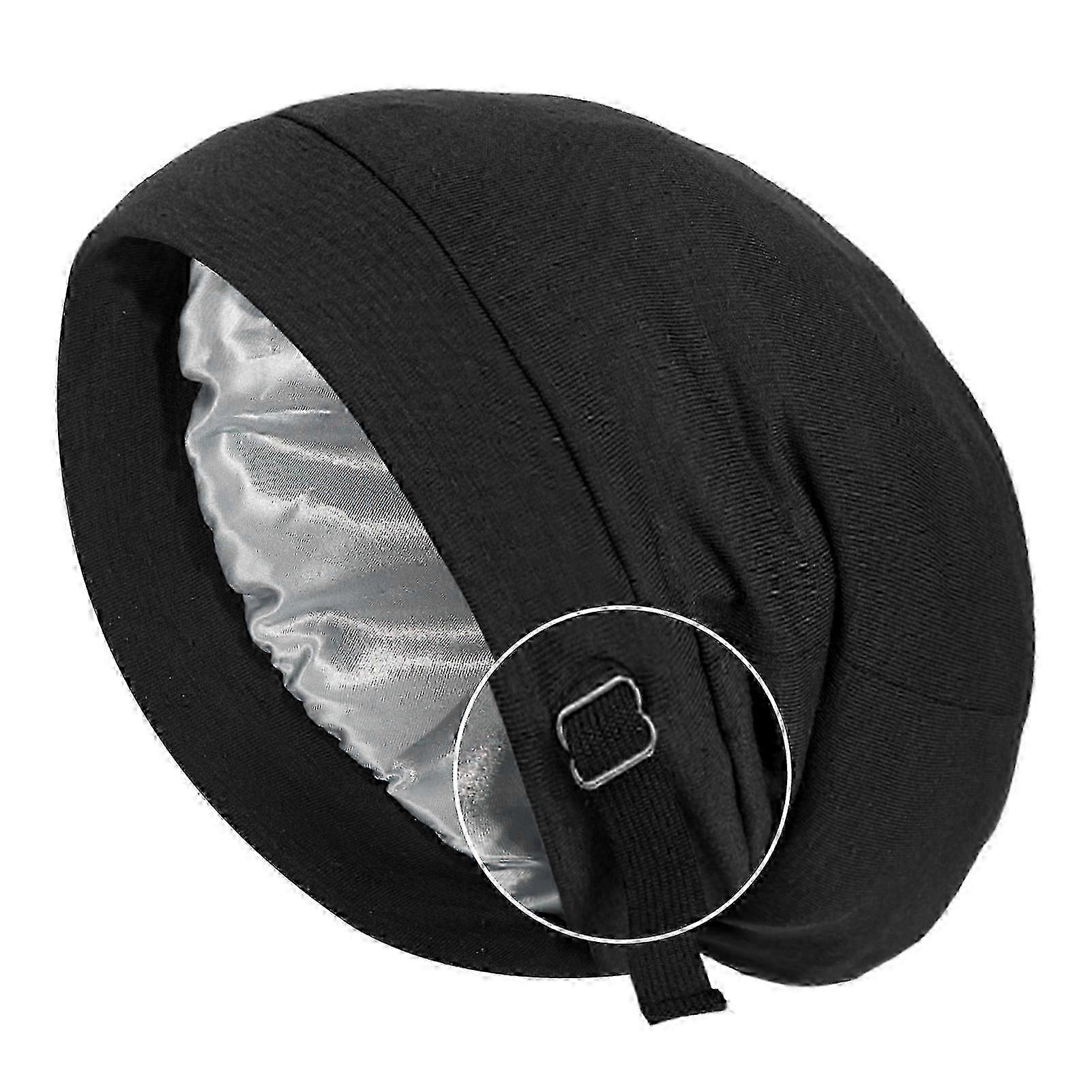Satin Lined Cotton Sleep Bonnet Adjustable
