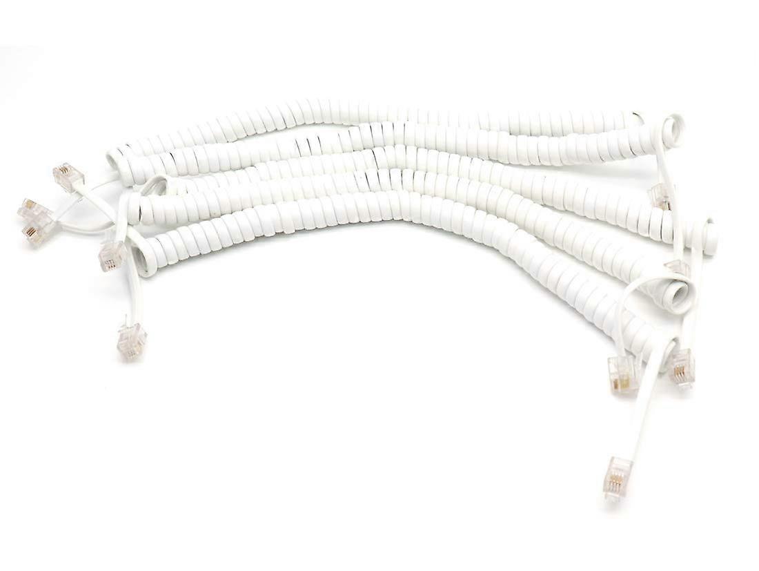 5pcs White 4P4C Telephone Handset Cord, Secure Connection, Universal Replacement Cable Pack