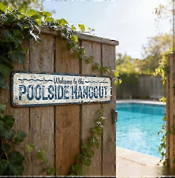 Hemmed Edge Retro Pool Welcome Sign