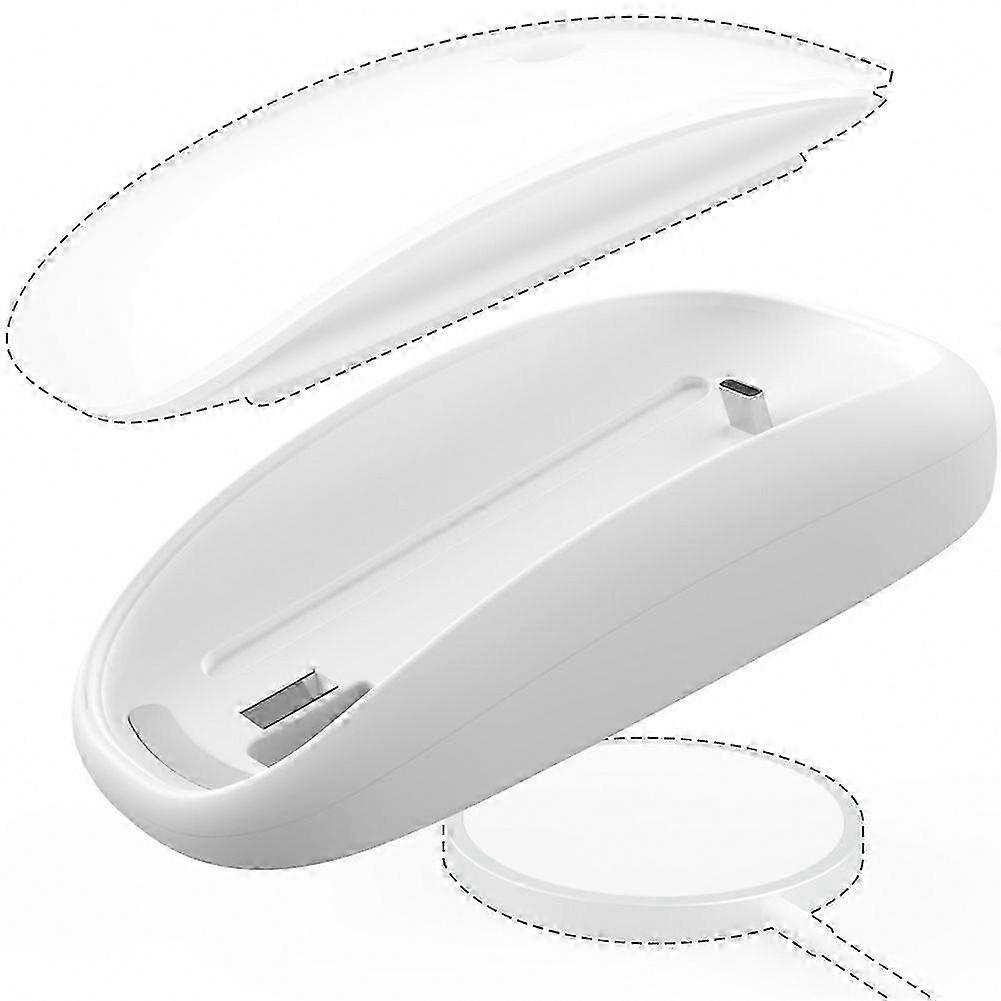 Mouse Charger Compatible with Magic Mouse 2, USB-C Wireless Charging Base with Ergonomic Grip, White