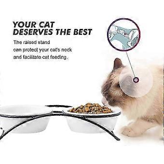 Ceramic Elevated Pet Bowls Set, Ideal for Cats and Small Dogs, Dishwasher Safe-Good