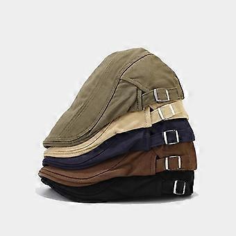 Neue, einfarbige Baskenmütze aus Twill für alle vier Jahreszeiten, britische Retro-Arbeitsmütze mit leichter Schutzplatte vorne und hinten.