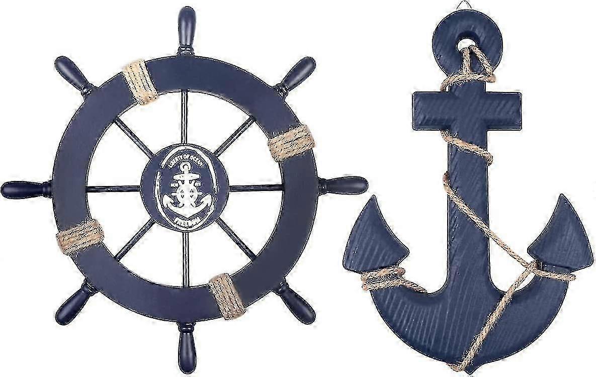 28cm Wheel 33cm Anchor Wall Decor Set