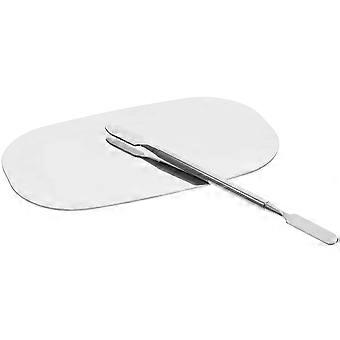 Manicures Cosmetic Palette Stainless Steel Mixing Plate with Spatula 4Sets