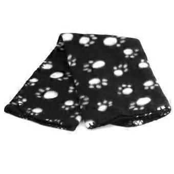Pet Blanket Soft Fleece Warm Dog Cat Bed Cover with Paw Print for Puppy Kitten 60x70cm Black