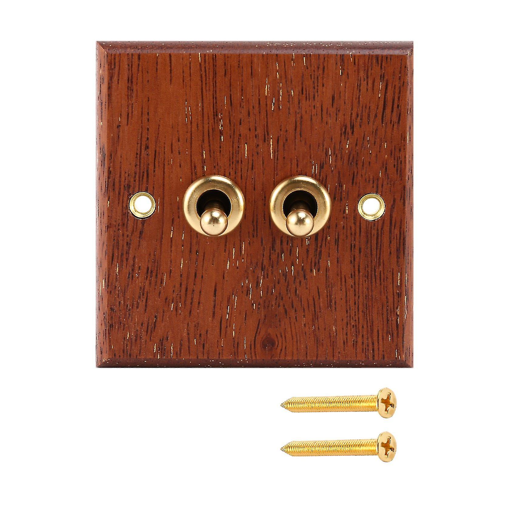 86 Type Solid Wood Panel Switch Wall Light Retro Brass Toggle Switch Wood Grain Electrical Switch S