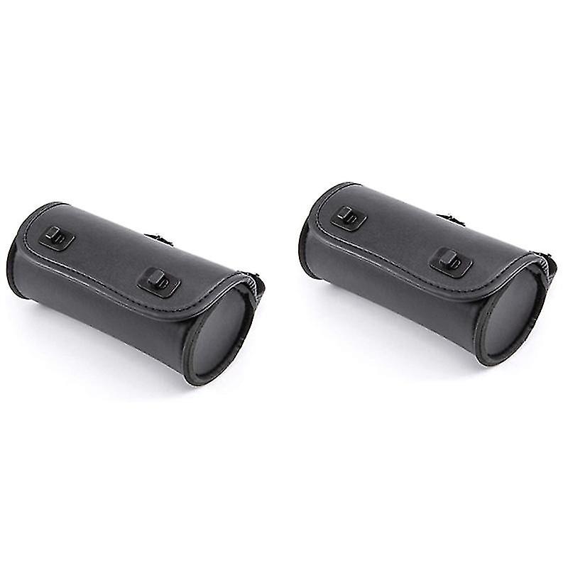 2x Motorcycle Fork Bag Pu Leather Handlebar Tool Pouch Sissy Bar Roll Storage Bag Saddle Bag With 2