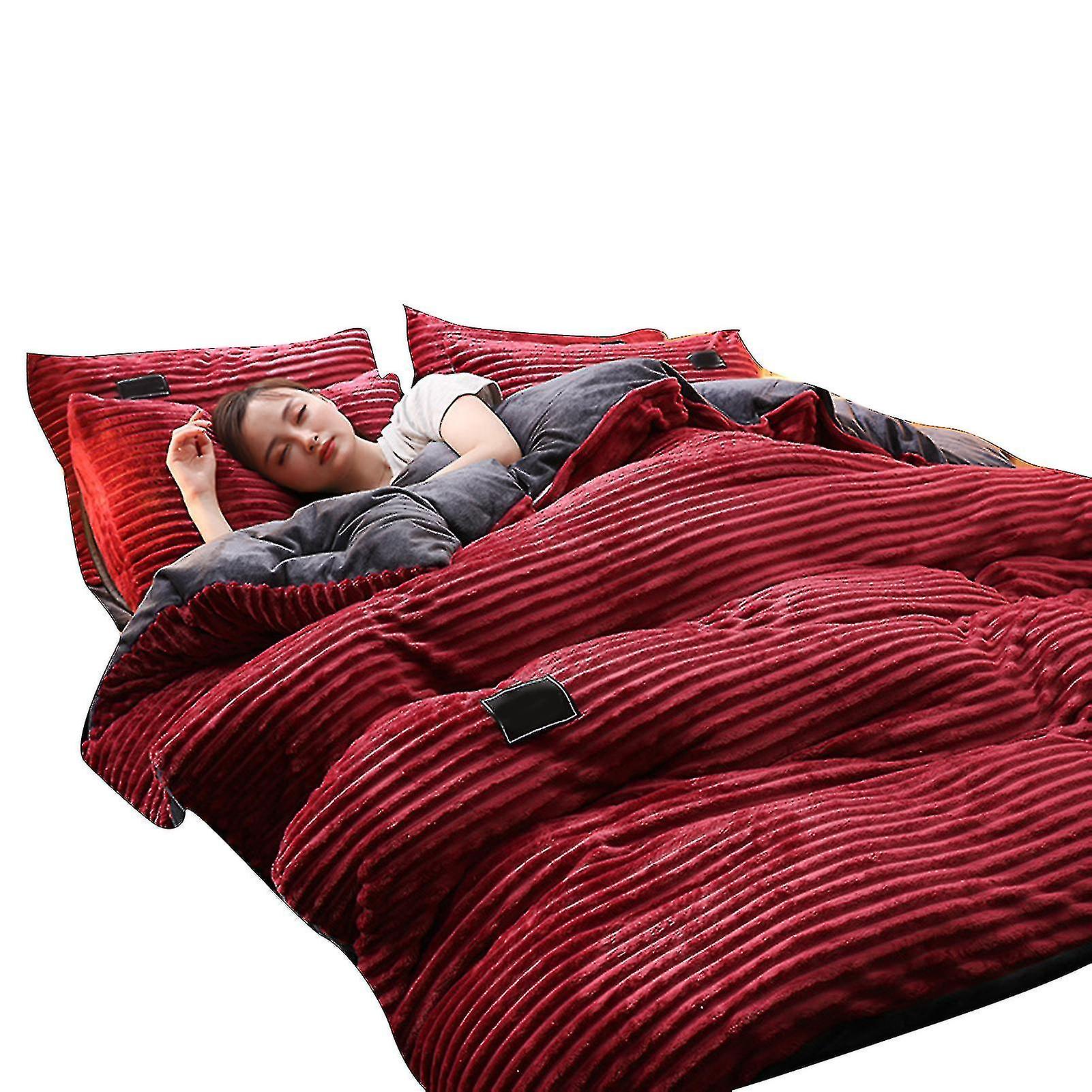 3/4 stk ab sided tykkere fløyel vinter sengetøy sett full queen king size dynetrekk husholdning