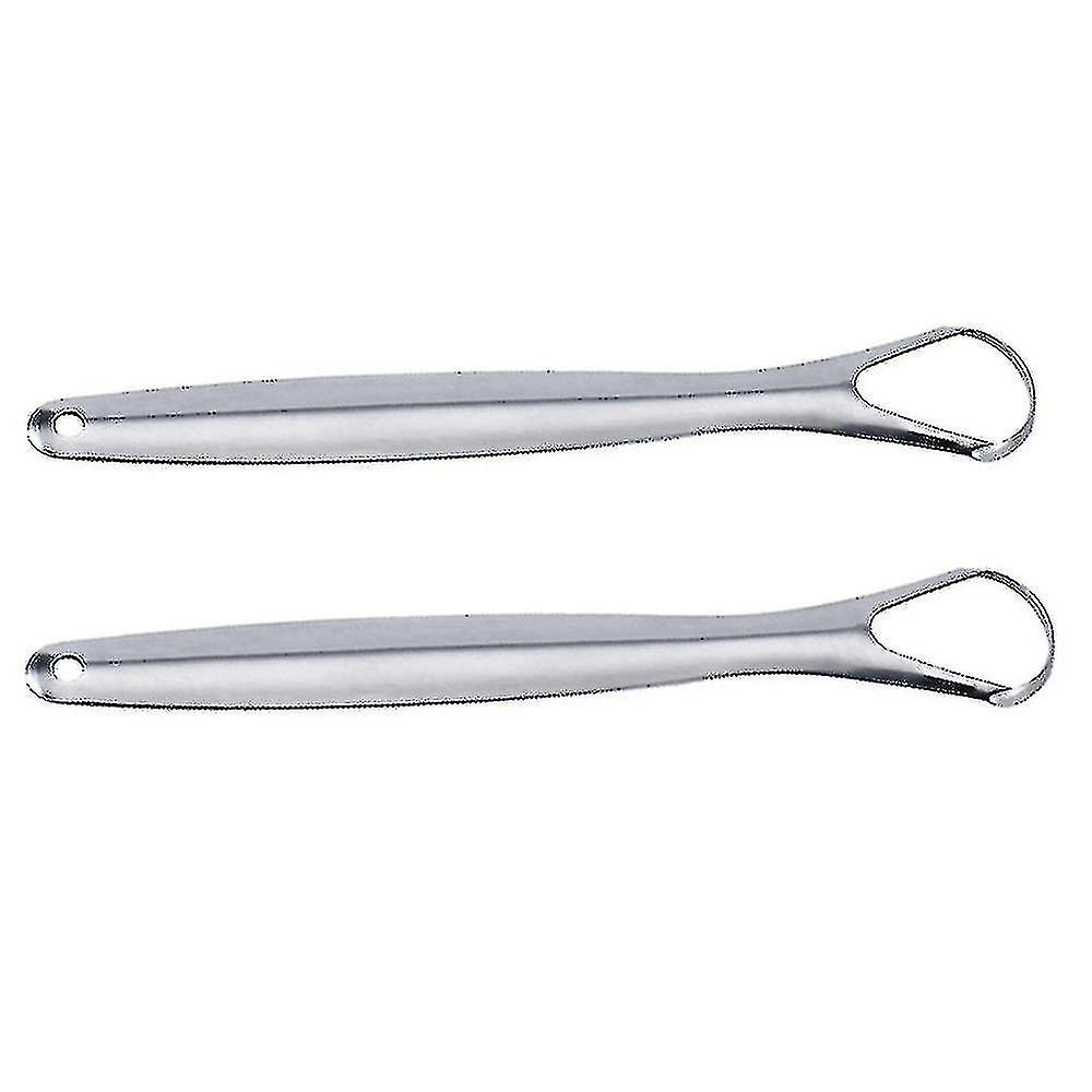 Stainless Steel Tongue Scrapersilver 2pcs