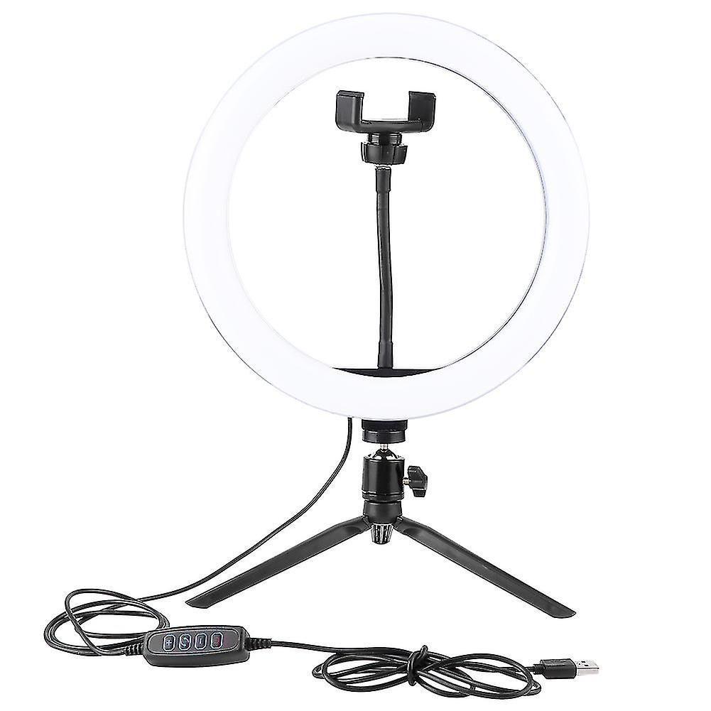 Desktop LED Ring Light USB Fill Light with Tripod Phone Holder for Makeup Live Broadcast