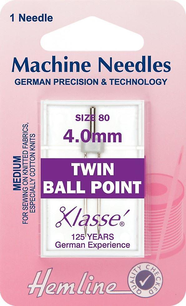 Hemline Twin Ball Point Sewing Machine Needles - each