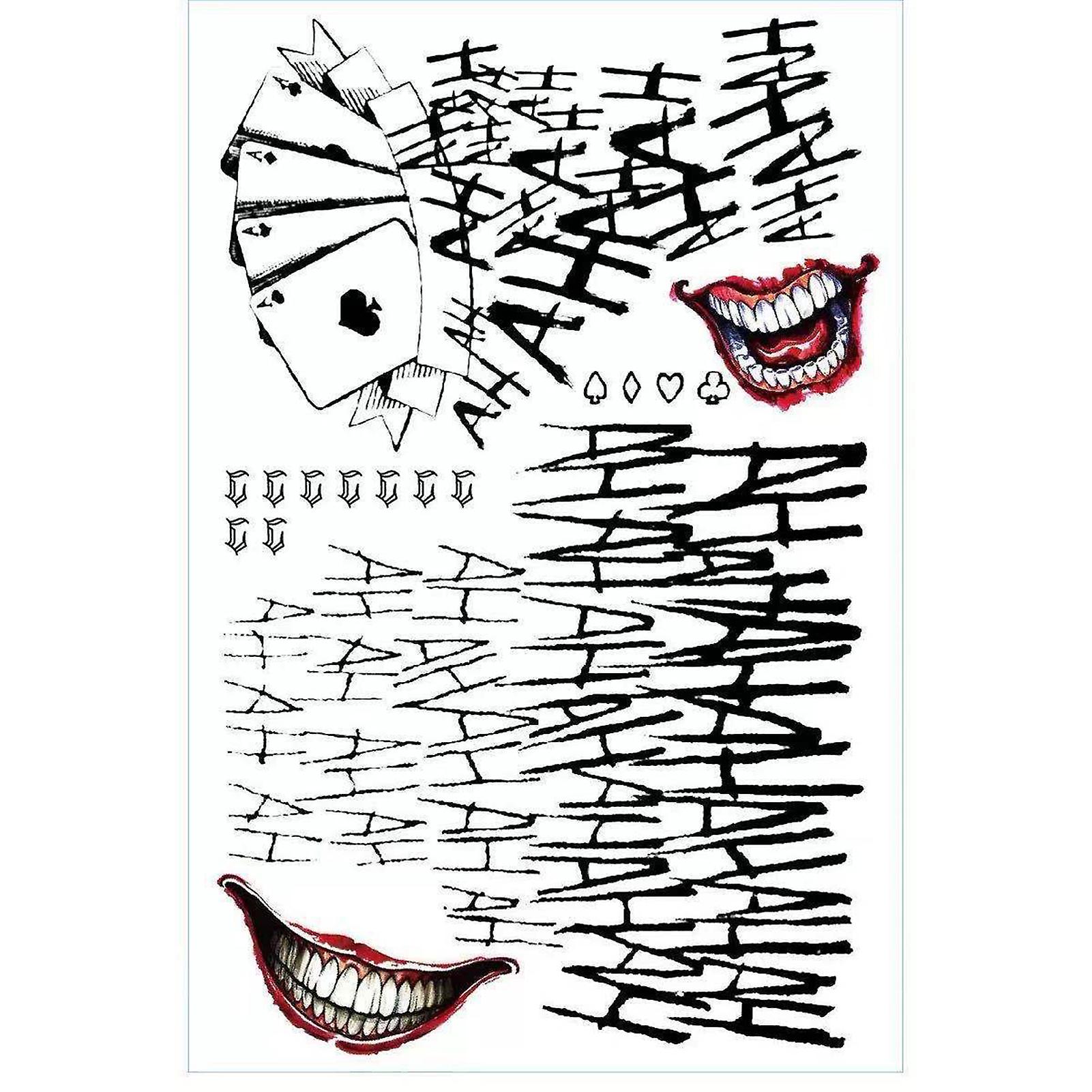Halloween Prank Makeup Temporary Tattoo Floral/Monster/Wound Facial Decal Day of The Dead Masquerade