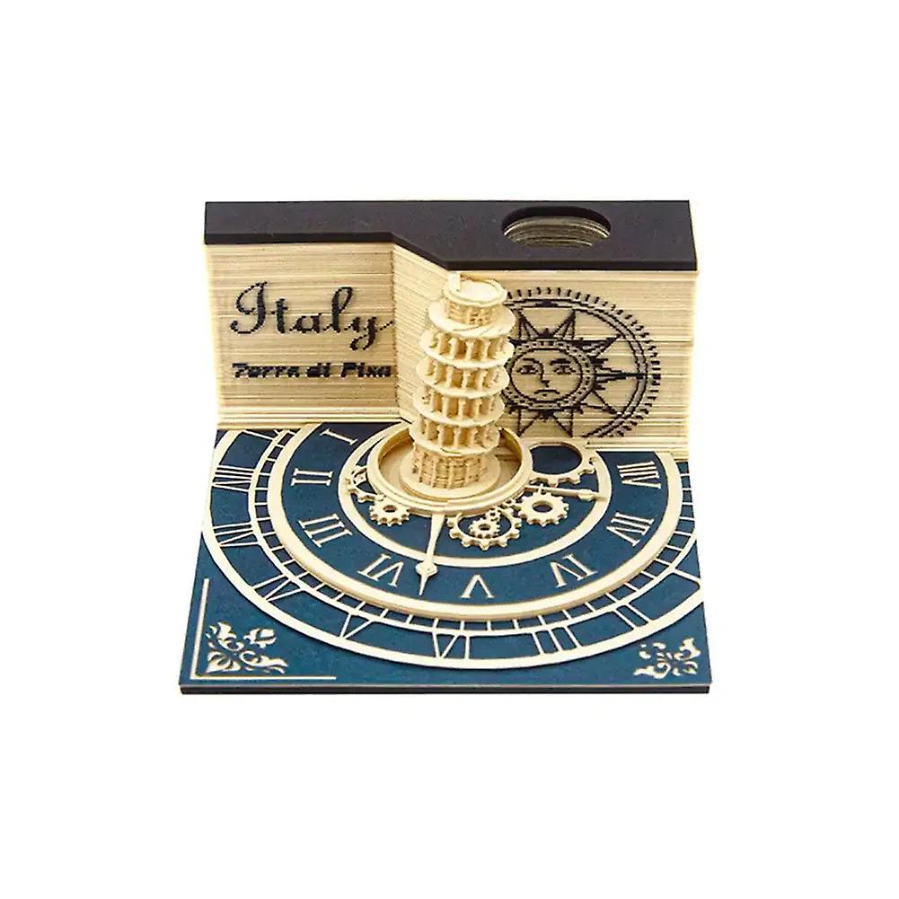 Creative Leaning Tower Of Pisa Three-dimensional Paper Carving Note Pad Home Decoration Ornaments 3d Art Memo Pad Sticky Notes