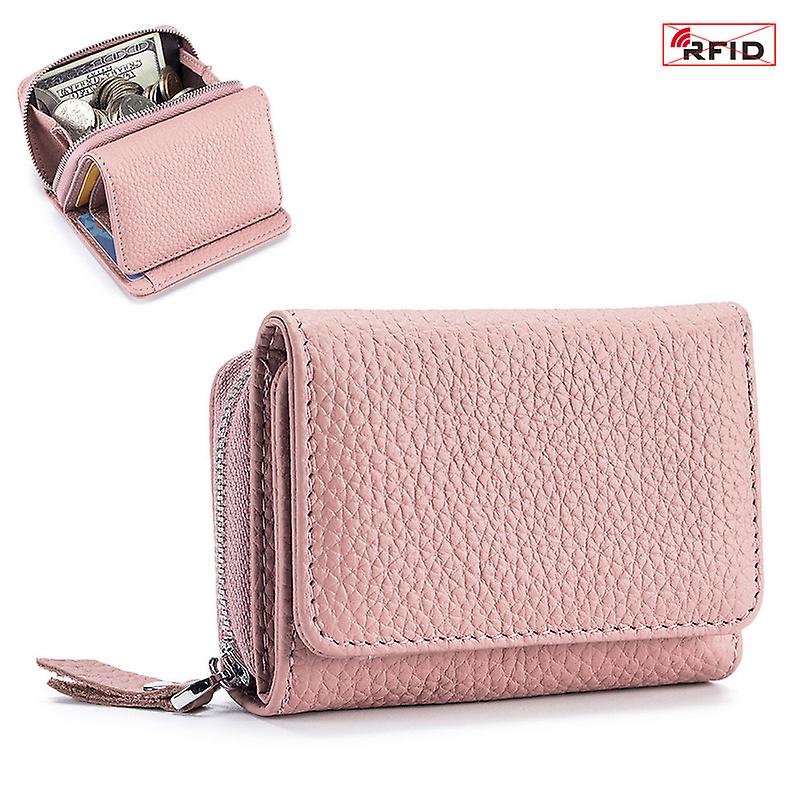 Womens Small Wallet Leather Rfid Blocking With Zipper Wallets