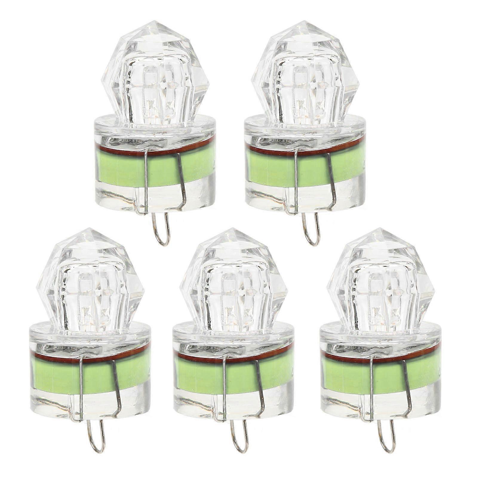 5Pcs Fishing Night Fishing Light Diamond Shape LED Corrosion Resistance Auto Open Flashing Bass Lure Light Green